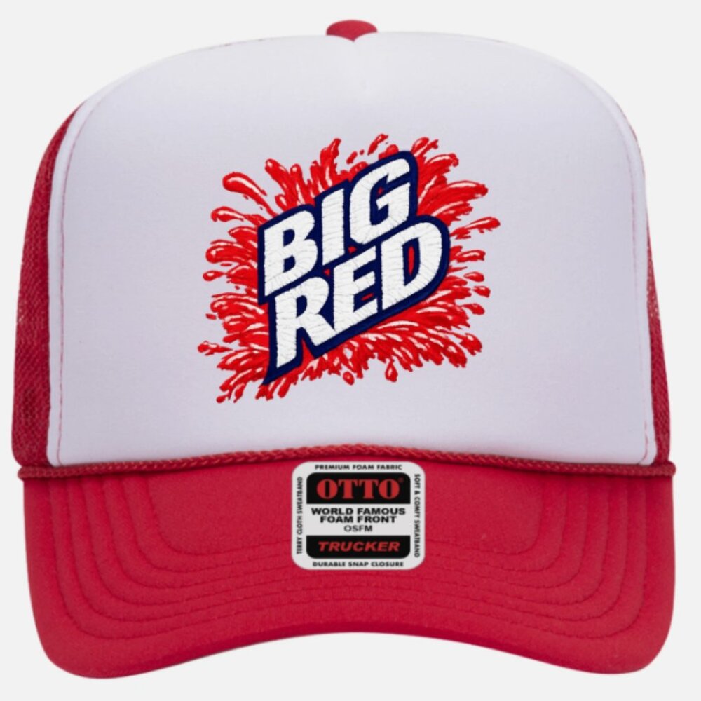 Red And White Big Red Mesh Foam Trucker Otto Snap Back Hat
